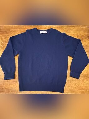 Men's The Scotch House Crewneck 100% Lambswool Sweater in Navy